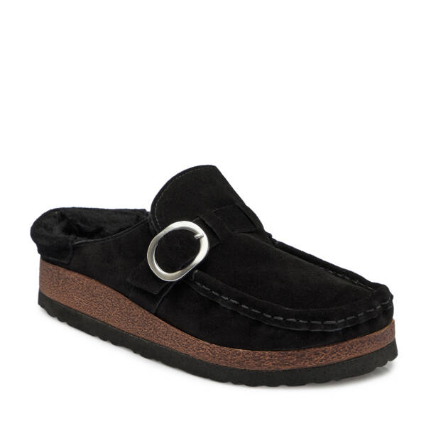 Siyah Hakiki Süet Deri Kadın Terlik - K25S1TR68376-A01 - 1