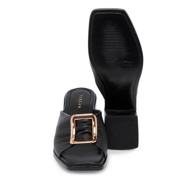 Siyah Hakiki Deri Kadın Terlik - K25Y1TR67757-A23 - 4