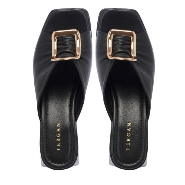 Siyah Hakiki Deri Kadın Terlik - K25Y1TR67757-A23 - 5