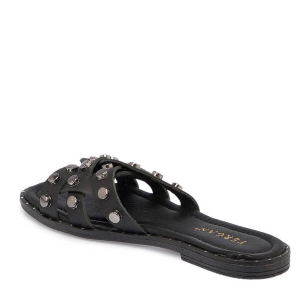 Siyah Deri Kadın Terlik - K25Y1TR67782-A23 - Tergan