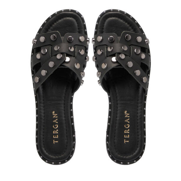 Siyah Deri Kadın Terlik - K25Y1TR67782-A23 - Tergan
