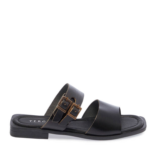 Siyah Hakiki Deri Kadın Terlik - K25Y1TR67785-A23 