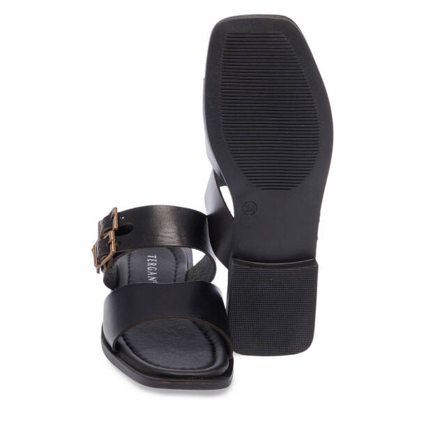 Siyah Hakiki Deri Kadın Terlik - K25Y1TR67785-A23 - 4