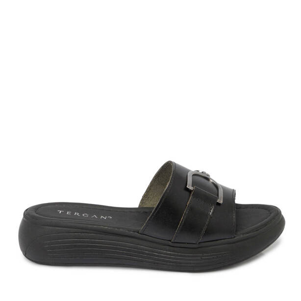 Siyah Hakiki Deri Kadın Terlik - K25Y1TR67787-A23 