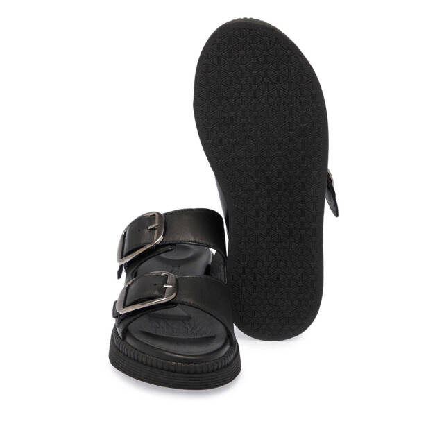 Siyah Hakiki Deri Kadın Terlik - K25Y1TR67793-A23 - 4