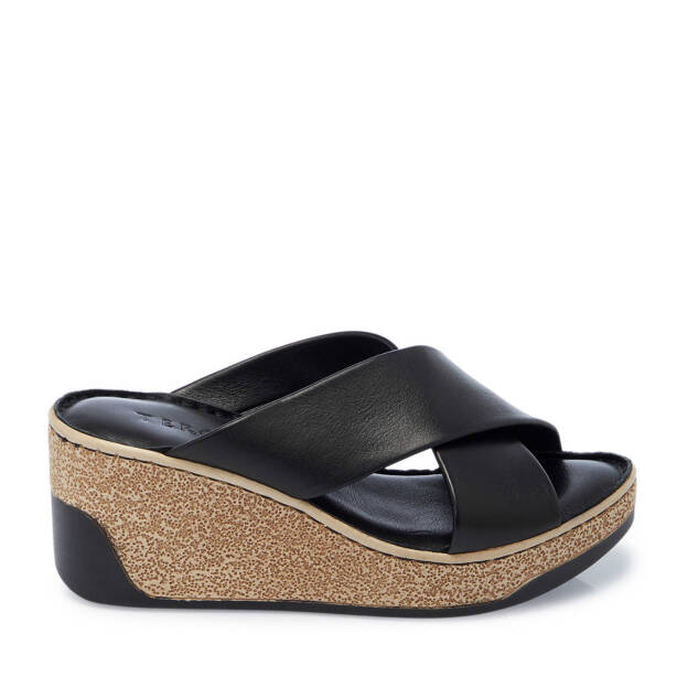 Siyah Hakiki Deri Kadın Terlik - K25Y1TR67834-A23 