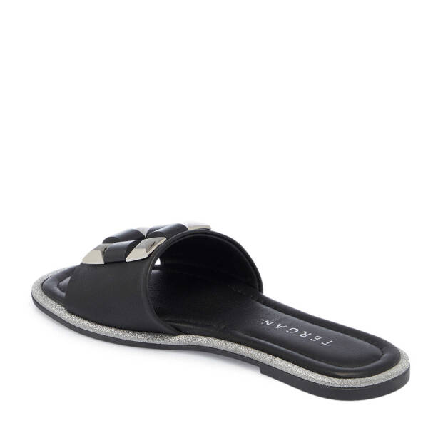 Siyah Hakiki Deri Kadın Terlik - K25Y1TR67857-A23 - 3