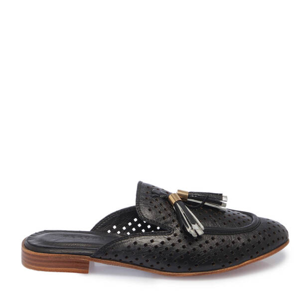 Siyah Hakiki Deri Kadın Terlik - K25Y1TR67888-A23 