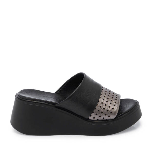 Siyah Hakiki Deri Kadın Terlik - K25Y1TR67891-A23 - 1