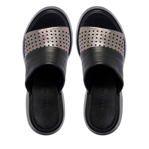 Siyah Hakiki Deri Kadın Terlik - K25Y1TR67891-A23 - 5