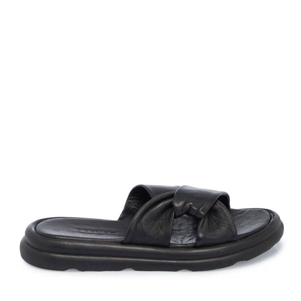 Siyah Hakiki Deri Kadın Terlik - K25Y1TR67893-A23 