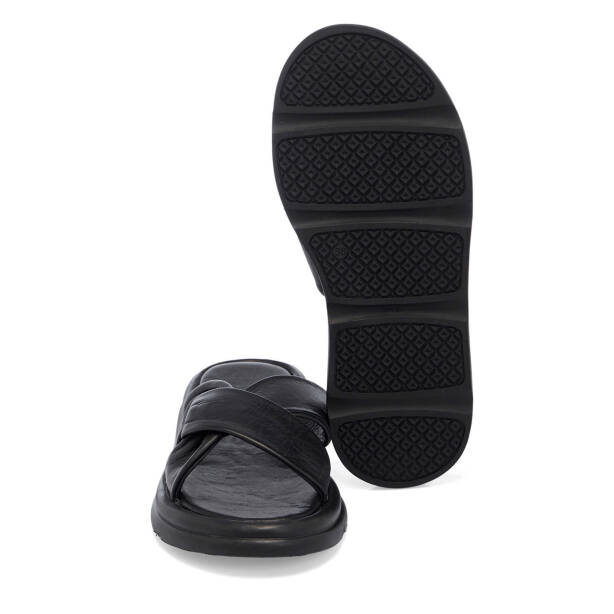 Siyah Hakiki Deri Kadın Terlik - K25Y1TR67893-A23 - 4