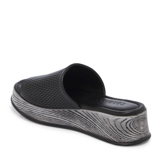 Siyah Hakiki Deri Kadın Terlik - K25Y1TR67925-A23 - 3