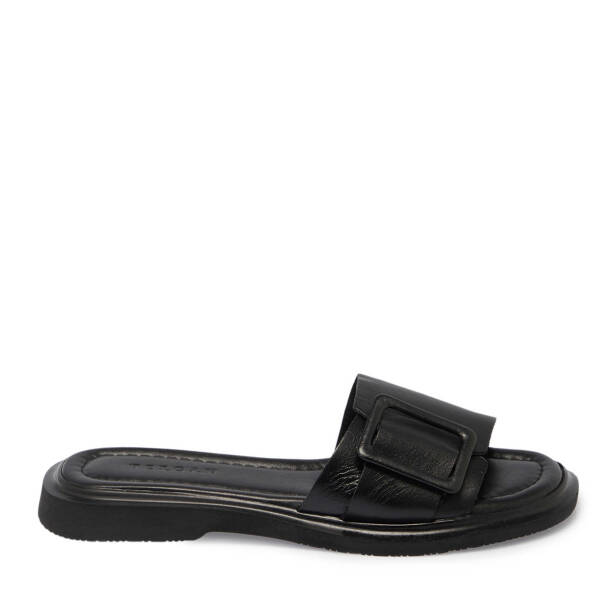 Siyah Hakiki Deri Kadın Terlik - K25Y1TR67975-A23 - 1