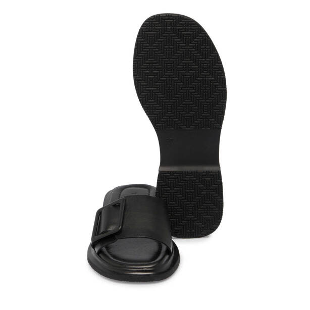 Siyah Hakiki Deri Kadın Terlik - K25Y1TR67975-A23 - 4