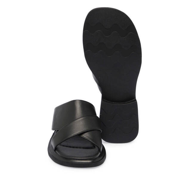 Siyah Hakiki Deri Kadın Terlik - K25Y1TR67978-A23 - 4