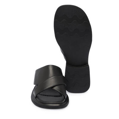 Siyah Deri Kadın Terlik - K25Y1TR67978-A23 - 4