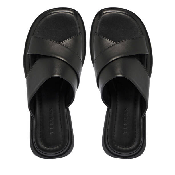 Siyah Hakiki Deri Kadın Terlik - K25Y1TR67978-A23 - 5