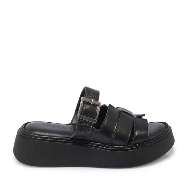 Siyah Hakiki Deri Kadın Terlik - K25Y1TR67984-A23 