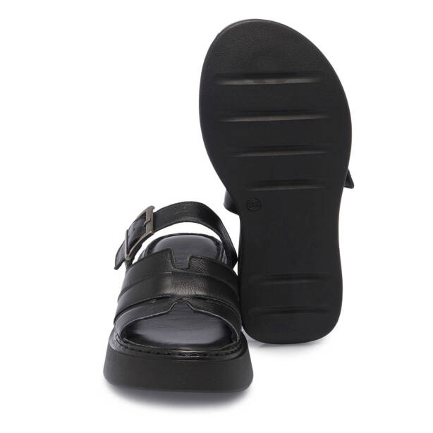 Siyah Hakiki Deri Kadın Terlik - K25Y1TR67984-A23 - 4