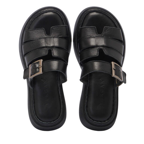 Siyah Hakiki Deri Kadın Terlik - K25Y1TR67984-A23 - 5