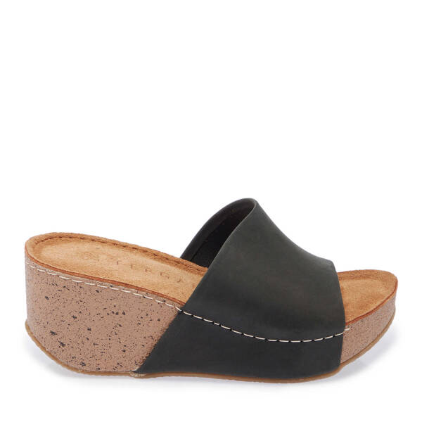 Siyah Deri Kadın Terlik - K25Y1TR67998-Q43 - 3