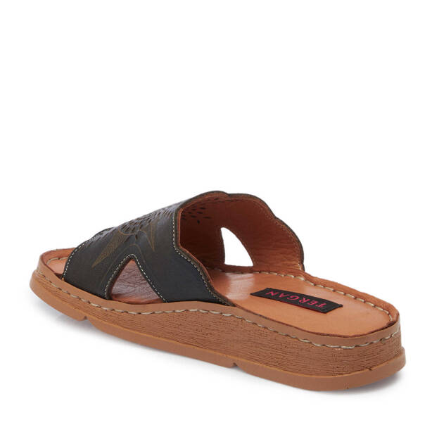 Siyah Hakiki Deri Kadın Terlik - K25Y1TR68007-A23 - 3