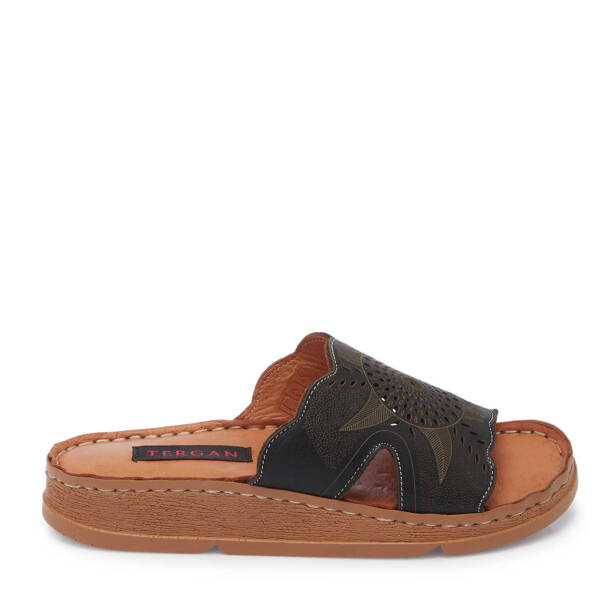 Siyah Hakiki Deri Kadın Terlik - K25Y1TR68007-A23 - 1