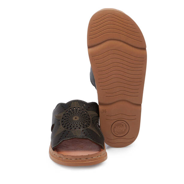 Siyah Hakiki Deri Kadın Terlik - K25Y1TR68007-A23 - 4