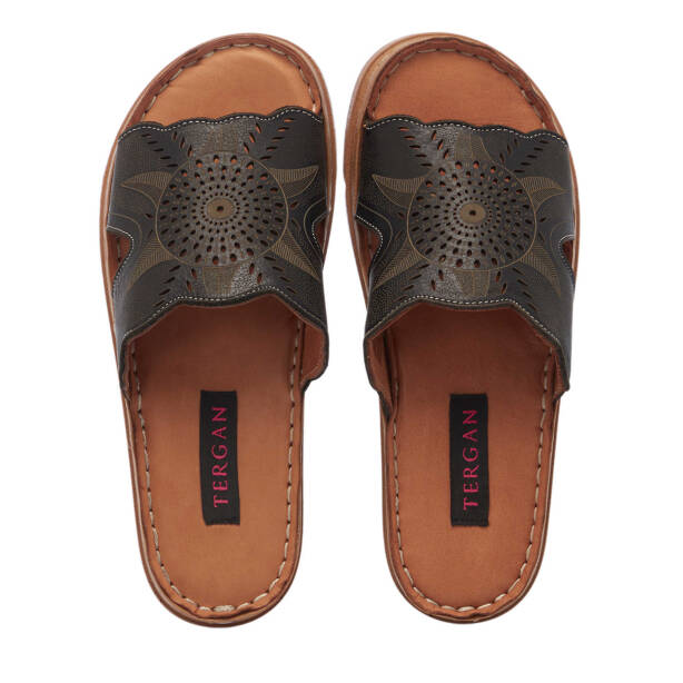 Siyah Hakiki Deri Kadın Terlik - K25Y1TR68007-A23 - 5