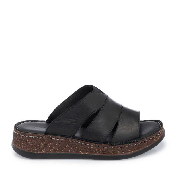 Siyah Hakiki Deri Kadın Terlik - K25Y1TR68061-A23 - 1