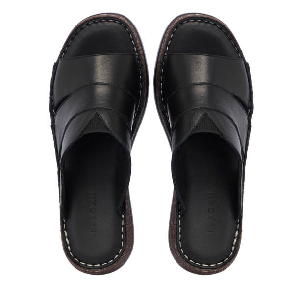 Siyah Hakiki Deri Kadın Terlik - K25Y1TR68061-A23 - 5