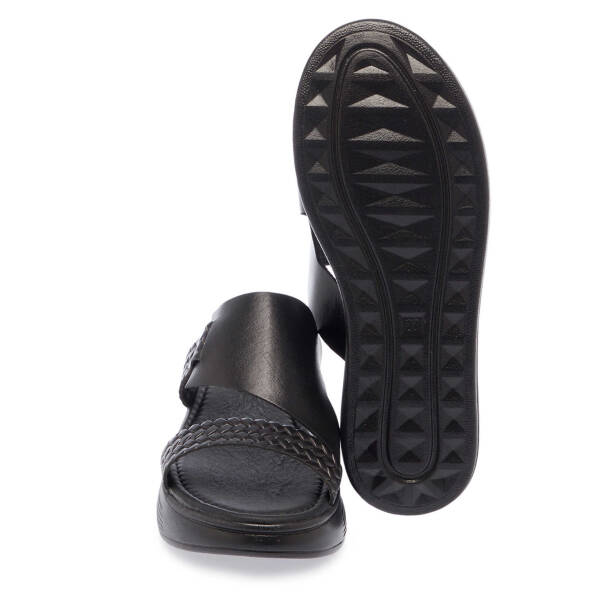 Siyah Hakiki Deri Kadın Terlik - K25Y1TR68066-A23 - 4