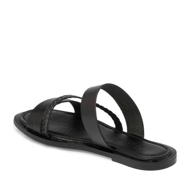 Siyah Hakiki Deri Kadın Terlik - K25Y1TR68070-A23 - 2