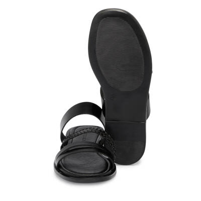 Siyah Deri Kadın Terlik - K25Y1TR68070-A23 - 4