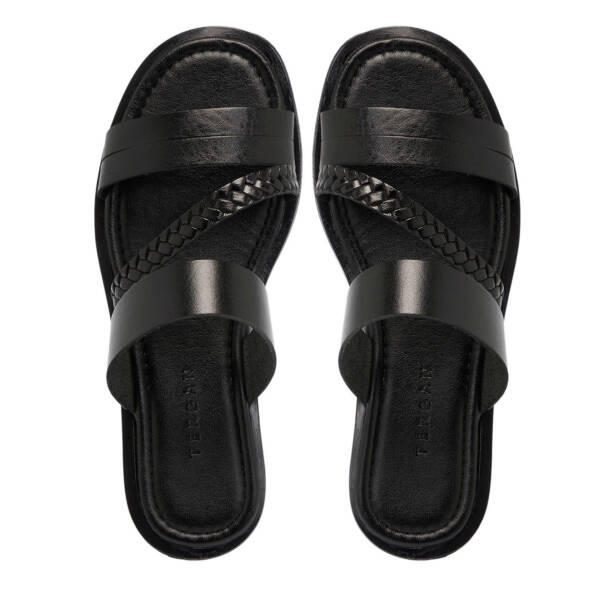 Siyah Hakiki Deri Kadın Terlik - K25Y1TR68070-A23 - 5