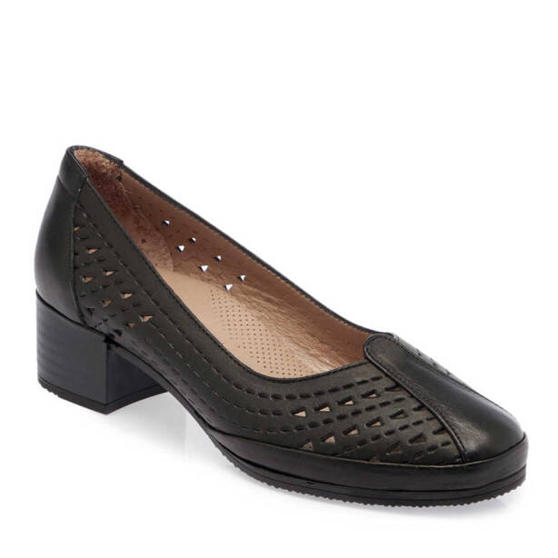 Siyah Deri Kadın Topuklu Ayakkabı - K24I1AY67106-A23 