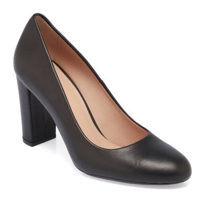  Siyah Deri Kadın Topuklu Ayakkabı - K24I1AY67167-A55 