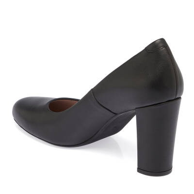  Siyah Deri Kadın Topuklu Ayakkabı - K24I1AY67167-A55 - 2