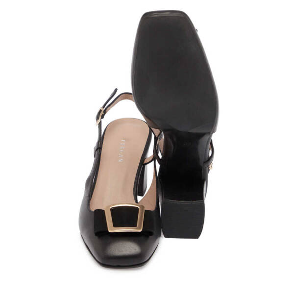 Siyah Deri Kadın Topuklu Ayakkabı - K24I1AY67168-A55 - 4