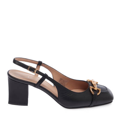  Siyah Deri Kadın Topuklu Ayakkabı - K24I1AY67179-A23 - 3