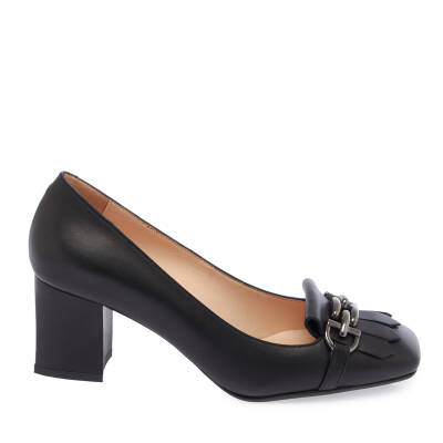  Siyah Deri Kadın Topuklu Ayakkabı - K24I1AY67180-A23 - 3