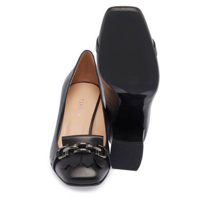  Siyah Deri Kadın Topuklu Ayakkabı - K24I1AY67180-A23 - 4