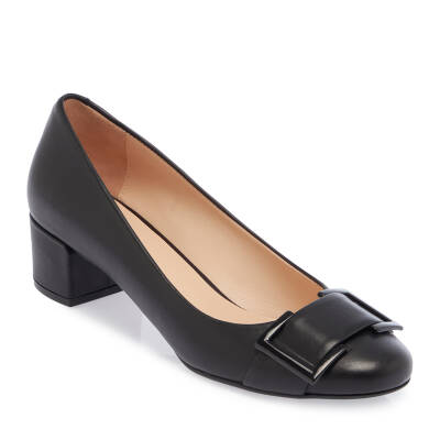  Siyah Deri Kadın Topuklu Ayakkabı - K24I1AY67186-A55 