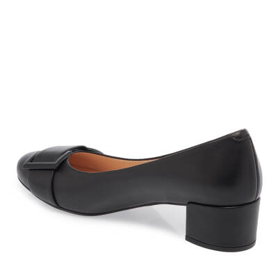  Siyah Deri Kadın Topuklu Ayakkabı - K24I1AY67186-A55 - 2