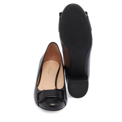 Siyah Deri Kadın Topuklu Ayakkabı - K24I1AY67186-A55 - 4
