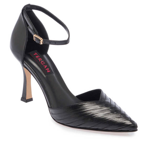 Siyah Hakiki Deri Kadın Topuklu Ayakkabı - K24I1AY67253-A23 - 2