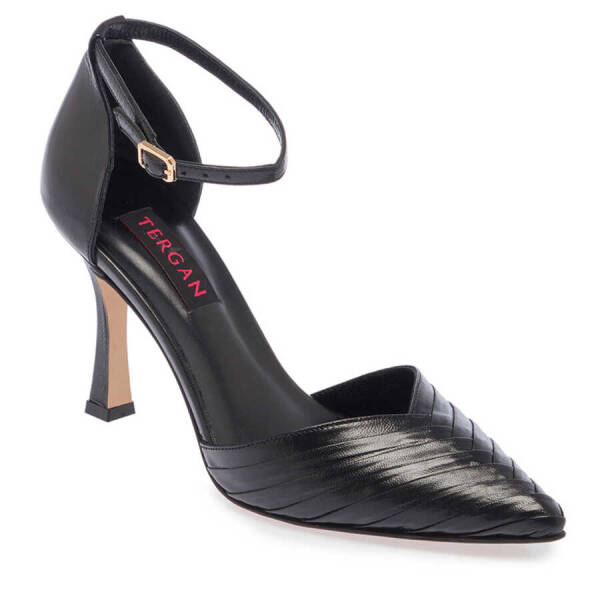 Siyah Hakiki Deri Kadın Topuklu Ayakkabı - K24I1AY67253-A23 - 2