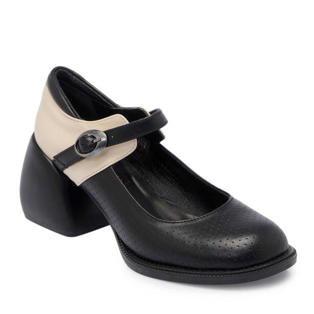 Siyah Deri Kadın Topuklu Ayakkabı - K24I1AY67291-A23 