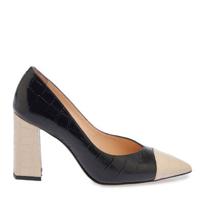  Siyah Deri Kadın Topuklu Ayakkabı - K24I1AY67375-T6Q - 3